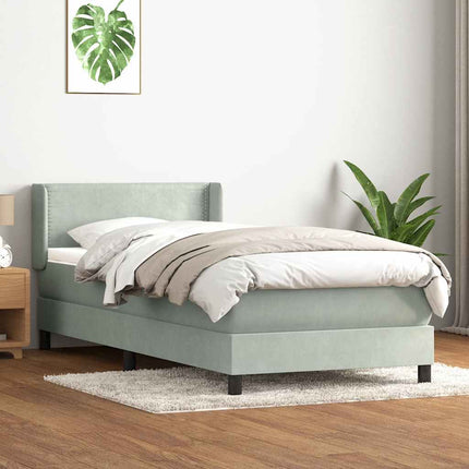 kontinentalseng med madras lysegrå 90x220 cm fløjl