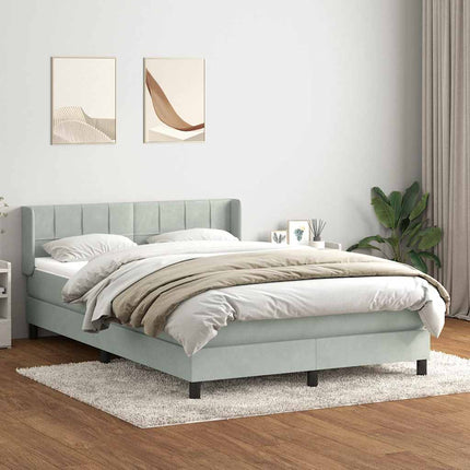 kontinentalseng med madras 160x210 cm fløjl lysegrå