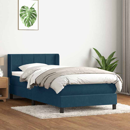 kontinentalseng med madras mørkeblå 80x220 cm fløjl