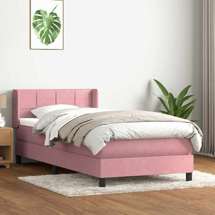 kontinentalseng med madras lyserød 80x220 cm fløjl