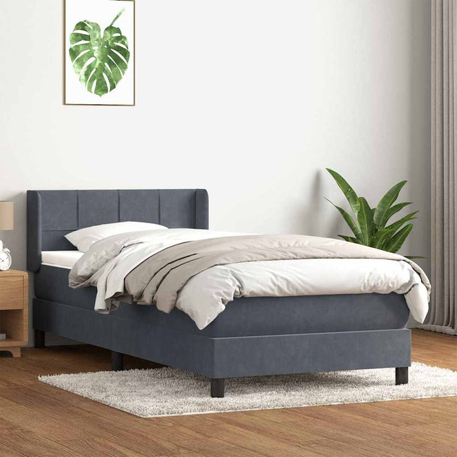 kontinentalseng med madras mørkegrå 90x220 cm fløjl