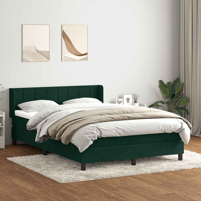 kontinentalseng med madras 160x220 cm fløjl mørkegrøn