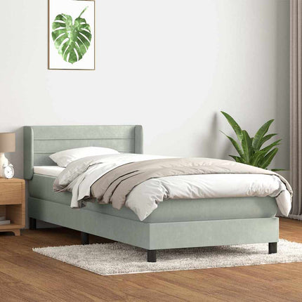 kontinentalseng med madras lysegrå 80x210 cm fløjl