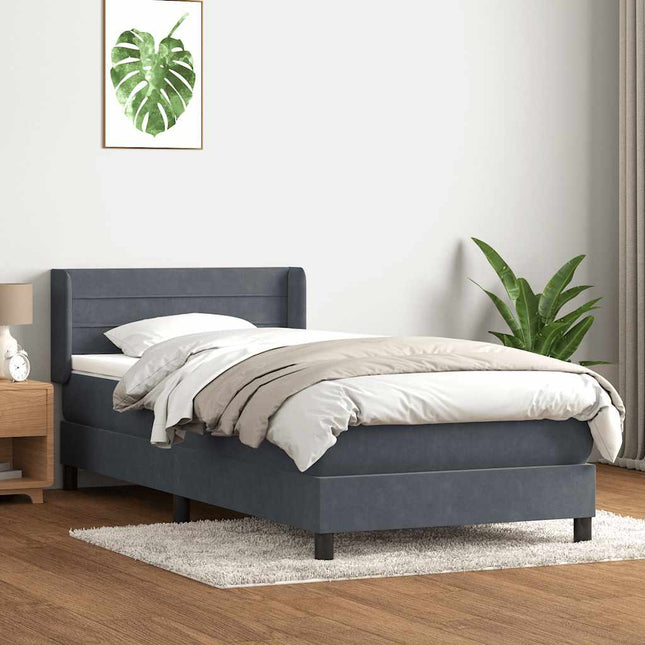 kontinentalseng med madras mørkegrå 80x210 cm fløjl