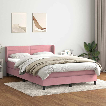 kontinentalseng med madras 140x210 cm fløjl lyserød
