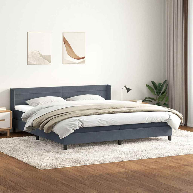 kontinentalseng med madras 180x210 cm fløjl mørkegrå