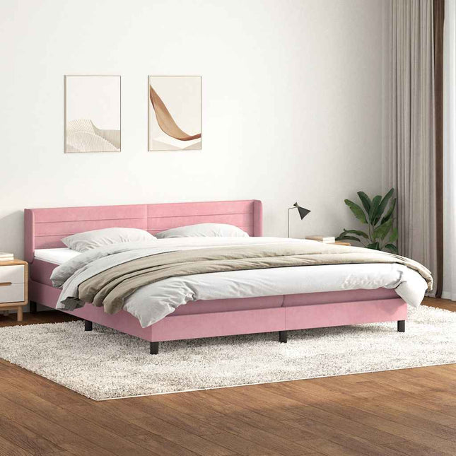 kontinentalseng med madras 180x210 cm fløjl lyserød
