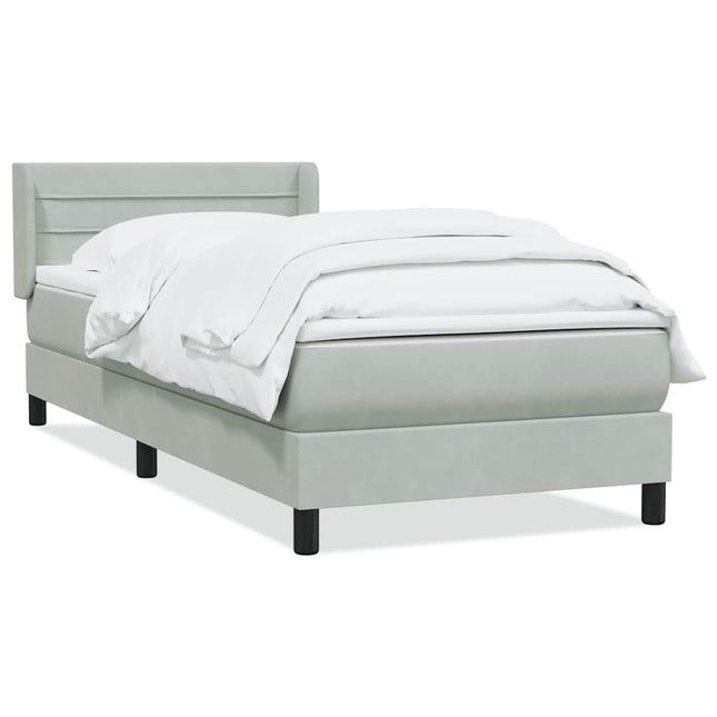 kontinentalseng med madras lysegrå 80x220 cm fløjl