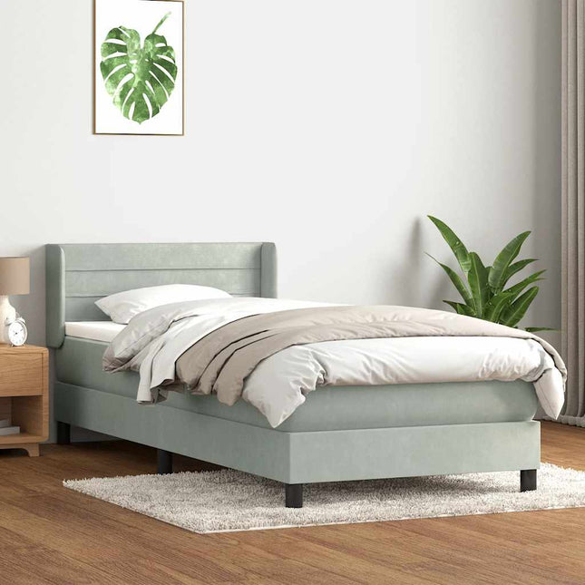 kontinentalseng med madras lysegrå 80x220 cm fløjl