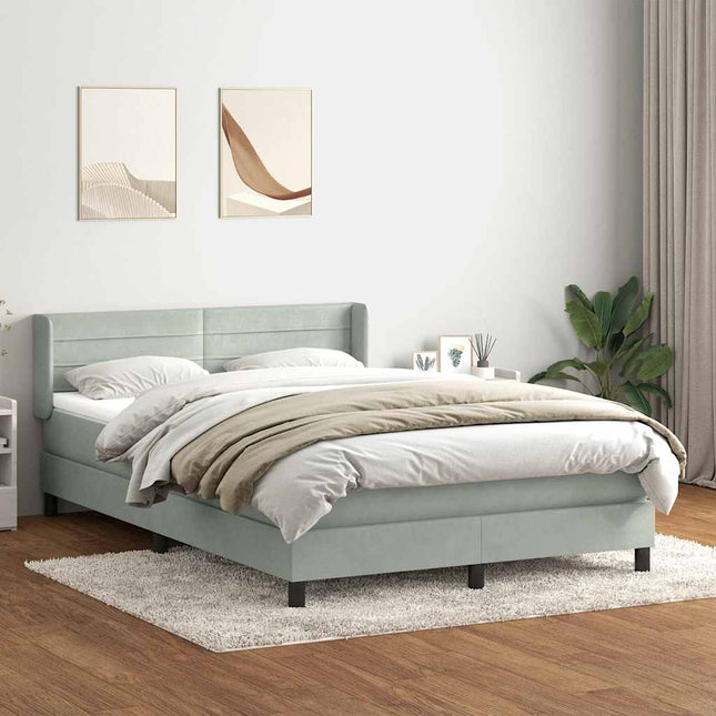 kontinentalseng med madras 160x220 cm fløjl lysegrå