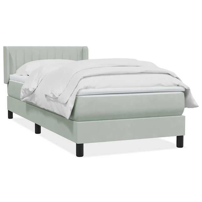 kontinentalseng med madras lysegrå 80x210 cm fløjl