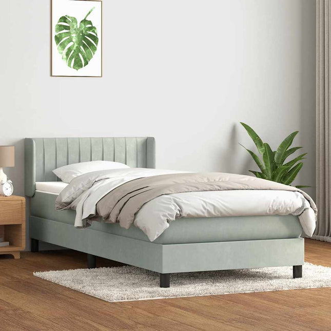 kontinentalseng med madras lysegrå 80x210 cm fløjl