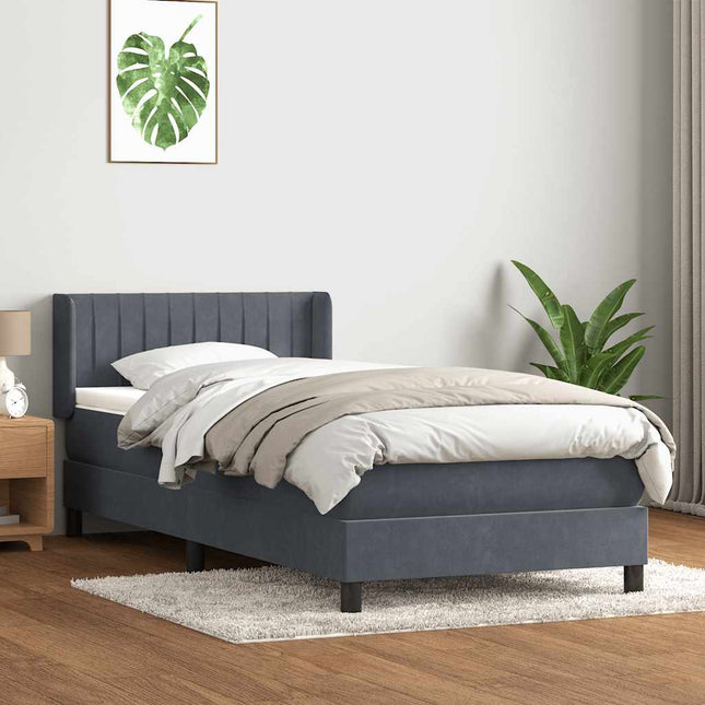 kontinentalseng med madras mørkegrå 80x210 cm fløjl