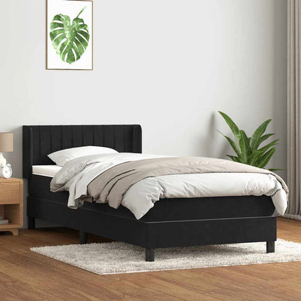 kontinentalseng med madras 90x210 cm fløjl sort