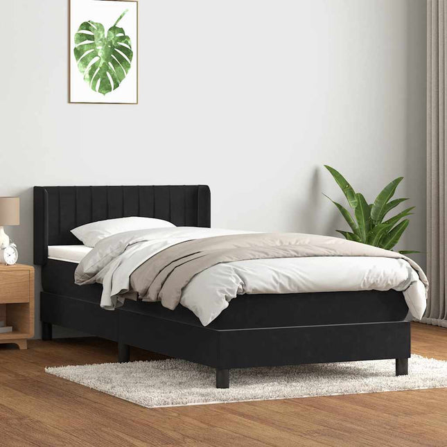 kontinentalseng med madras 90x210 cm fløjl sort