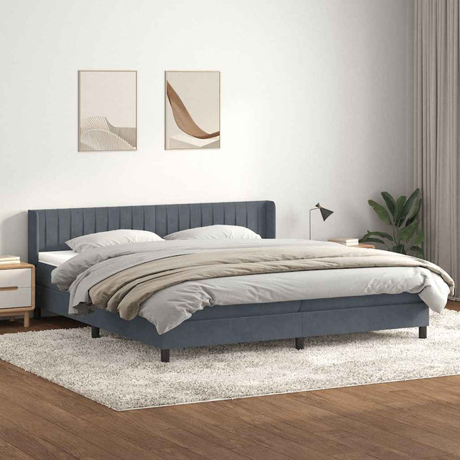 kontinentalseng med madras 180x210 cm fløjl mørkegrå