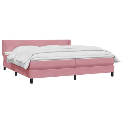 kontinentalseng med madras 180x210 cm fløjl lyserød