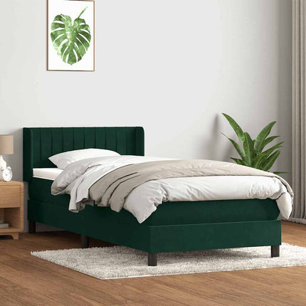 kontinentalseng med madras mørkegrøn 80x220 cm fløjl