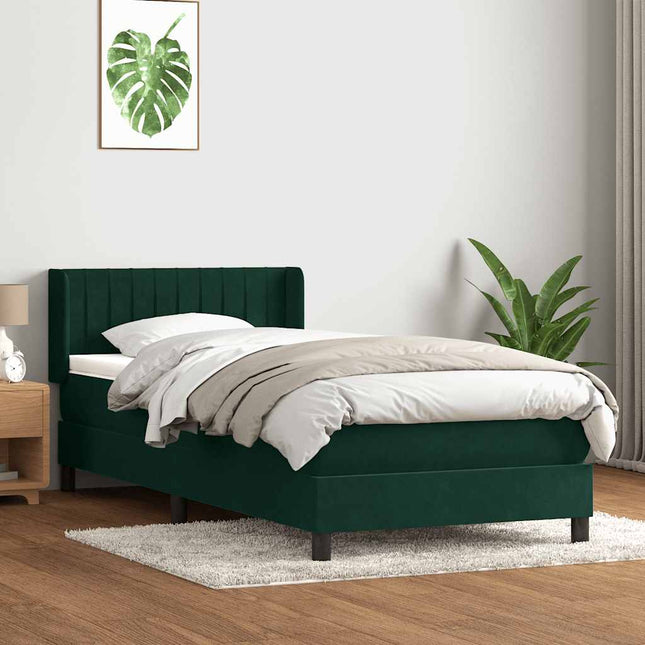 kontinentalseng med madras mørkegrøn 80x220 cm fløjl