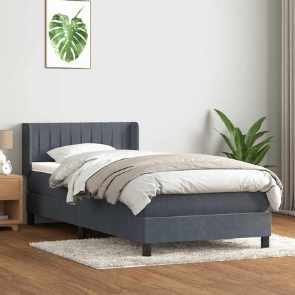 kontinentalseng med madras mørkegrå 90x220 cm fløjl
