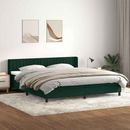kontinentalseng med madras 180x220 cm fløjl mørkegrøn