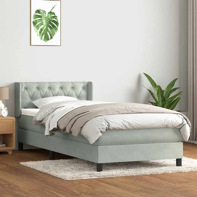 kontinentalseng med madras lysegrå 80x210 cm fløjl