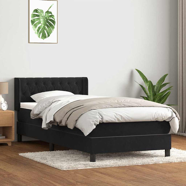 kontinentalseng med madras 90x210 cm fløjl sort