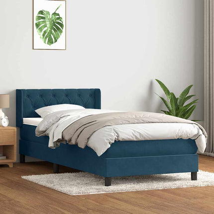 kontinentalseng med madras mørkeblå 80x220 cm fløjl