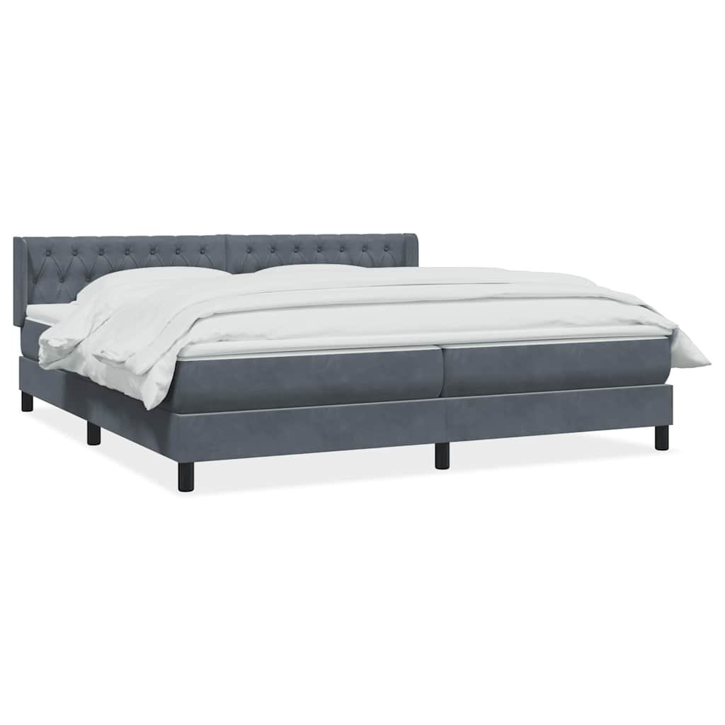 kontinentalseng med madras 180x220 cm fløjl mørkegrå