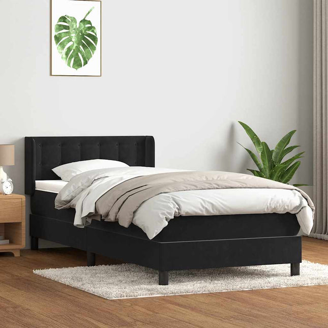 kontinentalseng med madras 90x210 cm fløjl sort