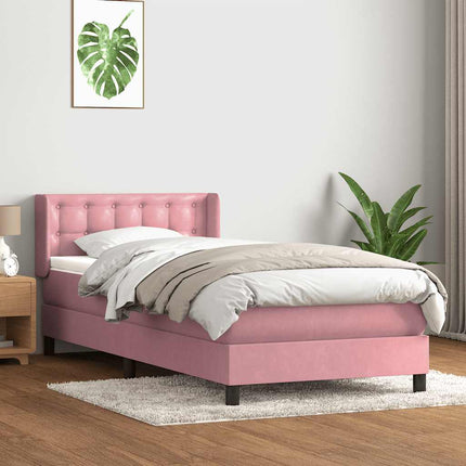 kontinentalseng med madras lyserød 90x210 cm fløjl