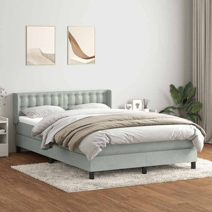 kontinentalseng med madras 160x210 cm fløjl lysegrå