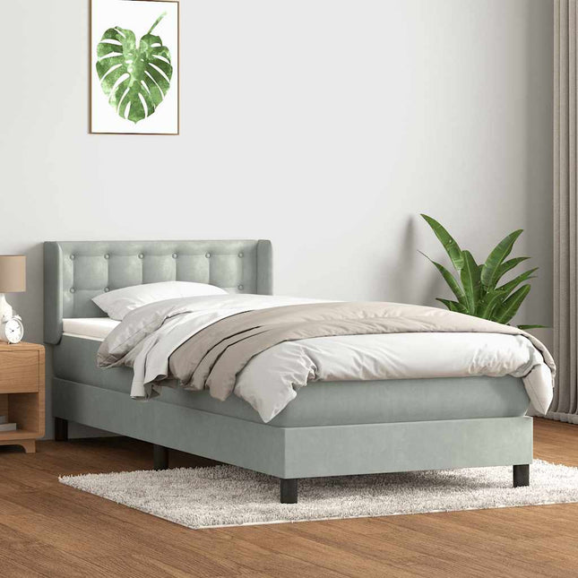 kontinentalseng med madras lysegrå 80x220 cm fløjl