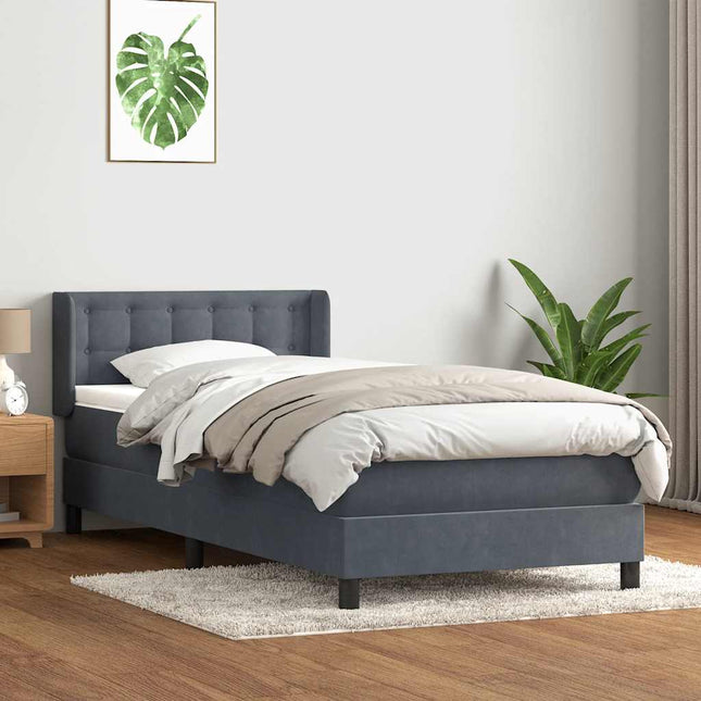 kontinentalseng med madras mørkegrå 80x220 cm fløjl
