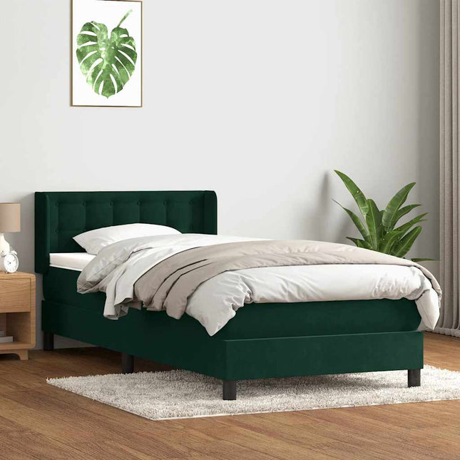 kontinentalseng med madras mørkegrøn 80x220 cm fløjl