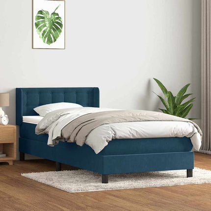 kontinentalseng med madras mørkeblå 80x220 cm fløjl