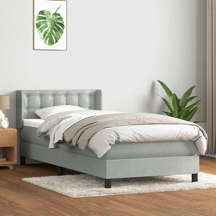 kontinentalseng med madras lysegrå 90x220 cm fløjl