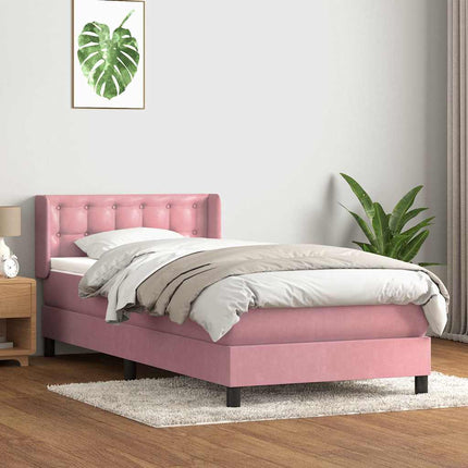 kontinentalseng med madras lyserød 90x220 cm fløjl