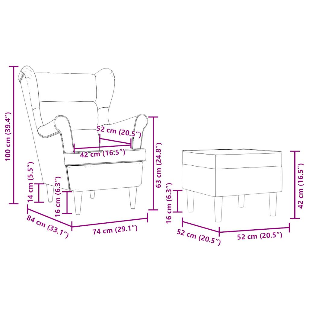 lænestol med fodskammel stof mørkegrå
