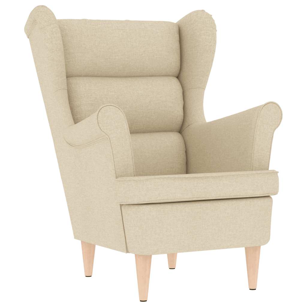 lænestol med fodskammel stof cremefarvet