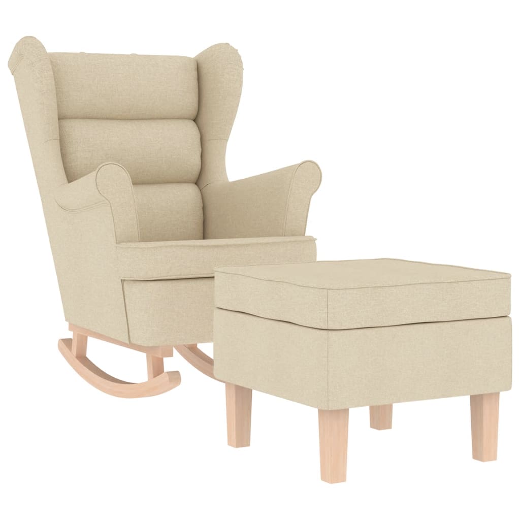 gyngestol med fodskammel stof Cremefarvet