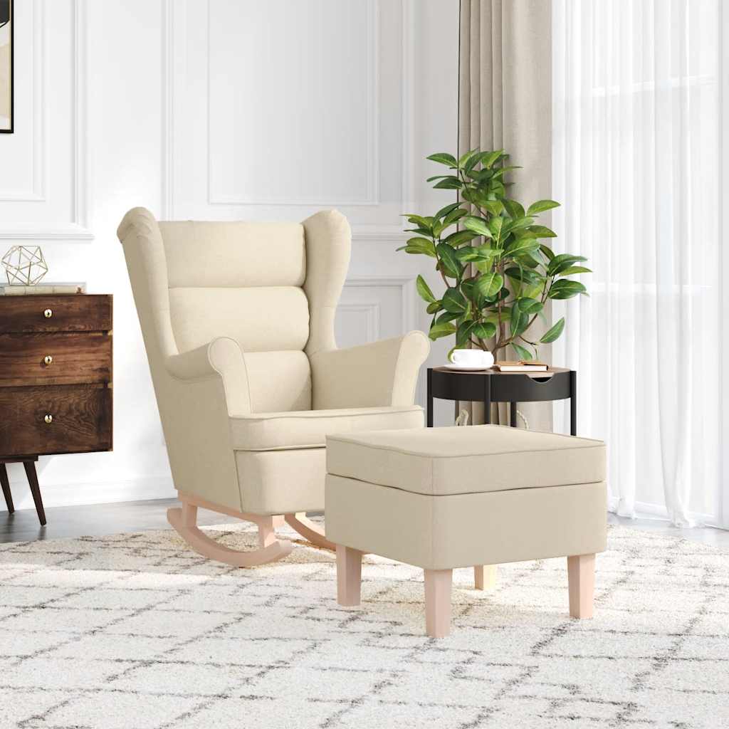 gyngestol med fodskammel stof Cremefarvet