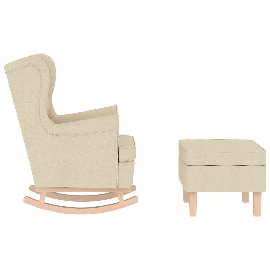 gyngestol med fodskammel stof Cremefarvet