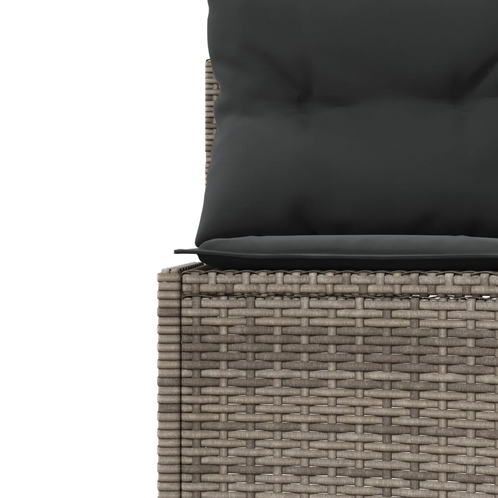 havesofa med bord og hynder halvrund polyrattan grå