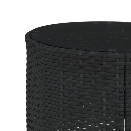 havesofa med bord og hynder rund polyrattan sort