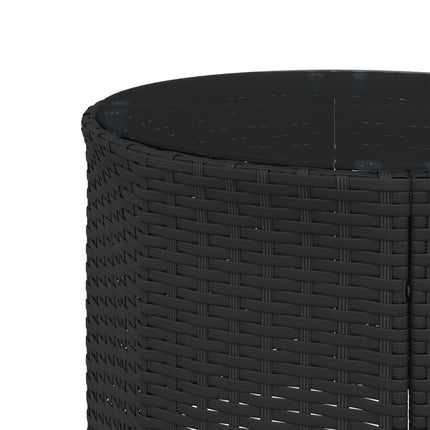 havesofa med bord og hynder rund polyrattan sort