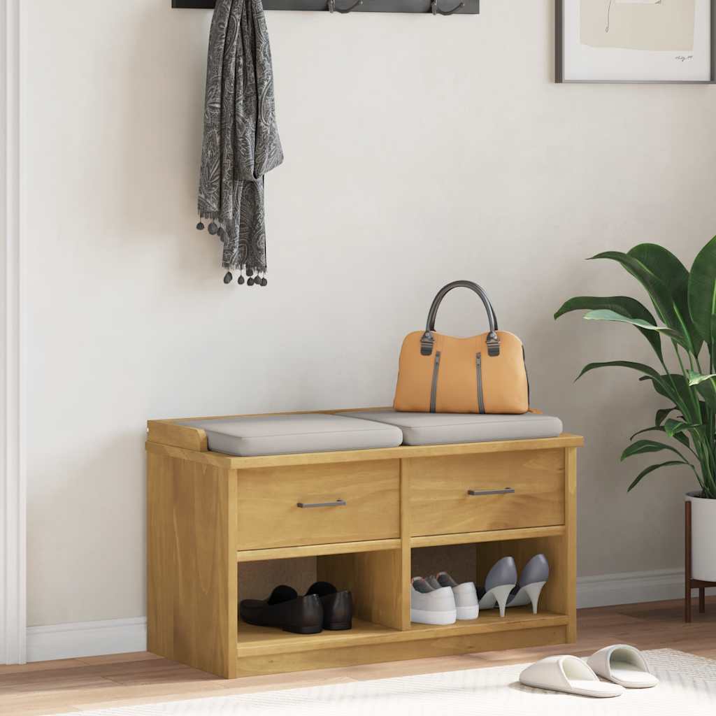 Entrébænk Sandnes 87X40X50 Cm Massivt Fyrretræ - wallnut