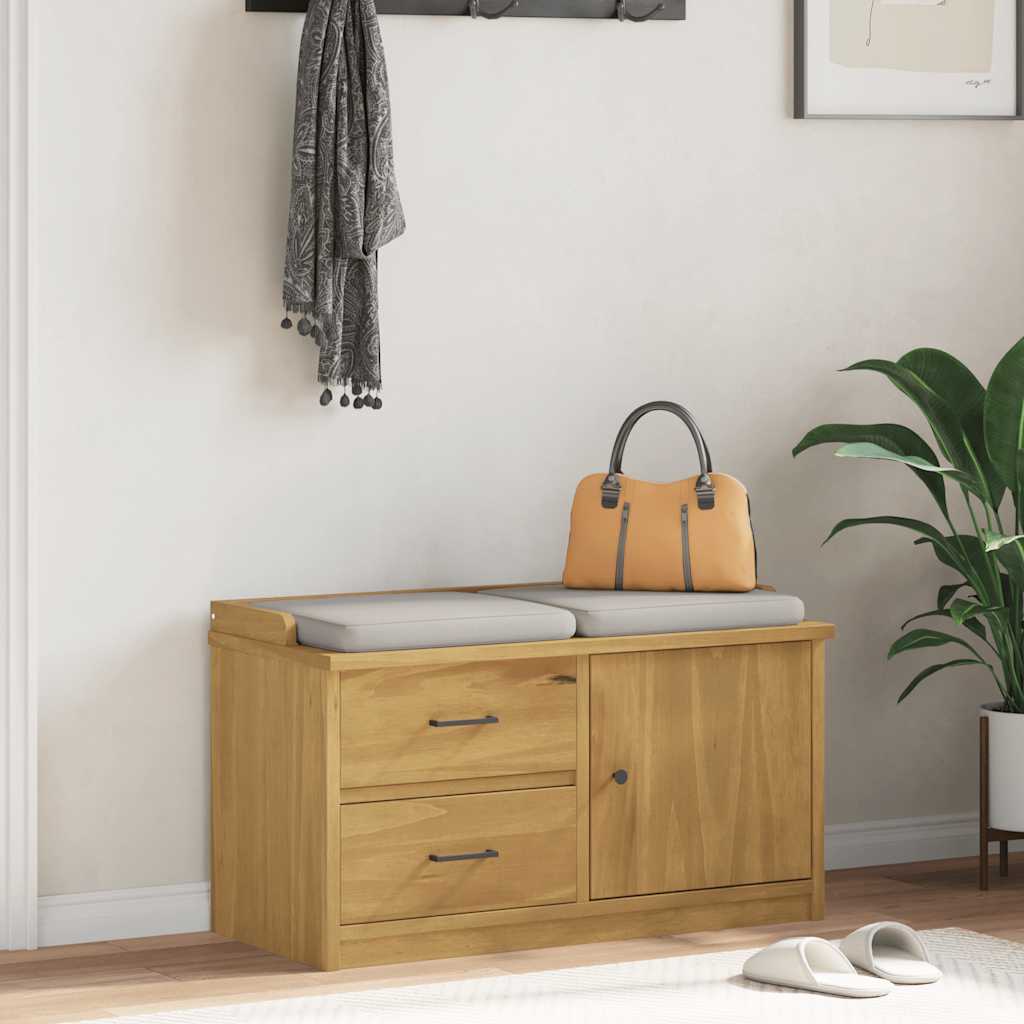 Entrébænk Sandnes 87X40X50 Cm Massivt Fyrretræ - wallnut