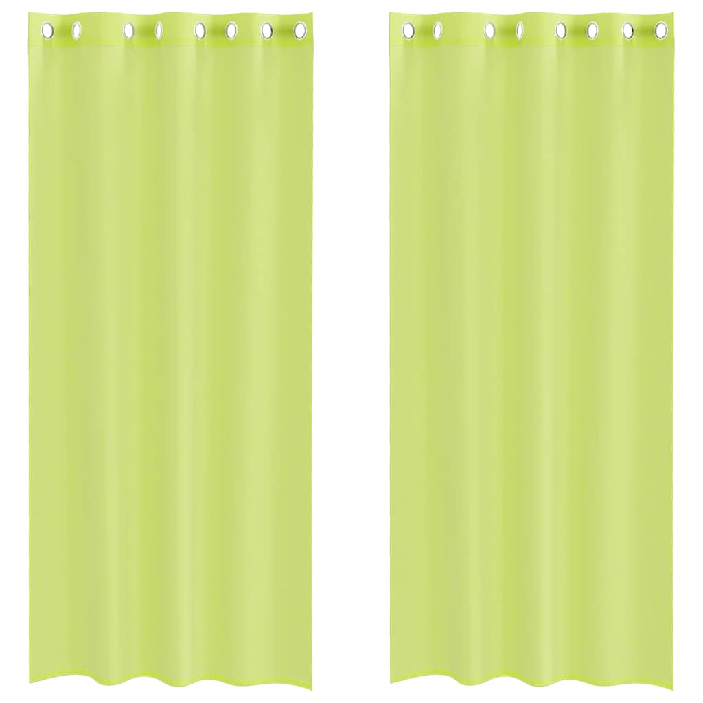 voile-gardiner med øskner 2 stk. 140x225 cm æblegrøn