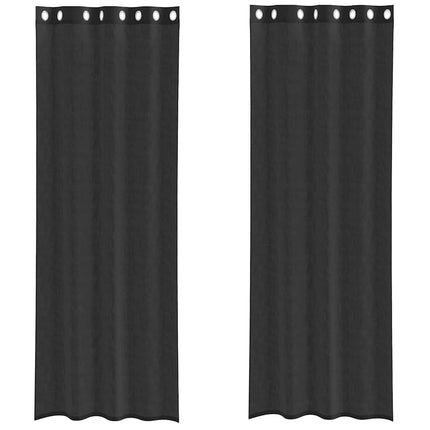 voile-gardiner med øskner 2 stk. 140x300 cm sort